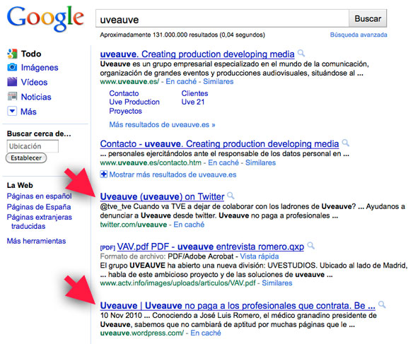 La denuncia a Uveauve alcanza el top 5 en Google
